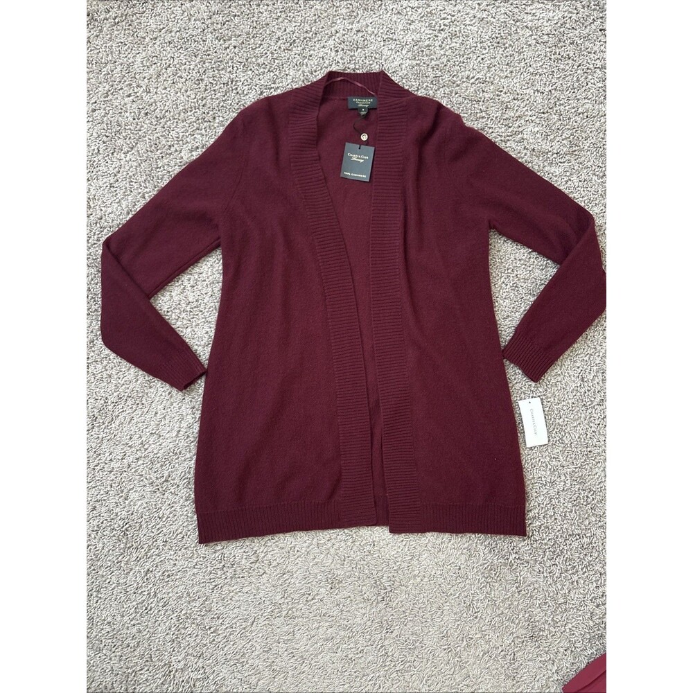 Charter Club 100% Cashmere Crew Sweater Sweatshirt Women Size Medium Burgundy